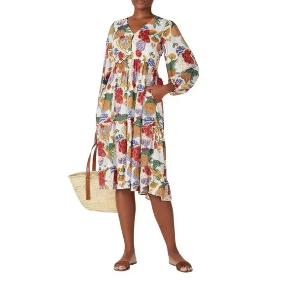 Roller Rabbit Long Sleeve Floral Boho Maxi Size XL Soft Casual - Picture 2 of 5